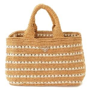 Prada Canapa Raffia Straw Tote Bag Brown